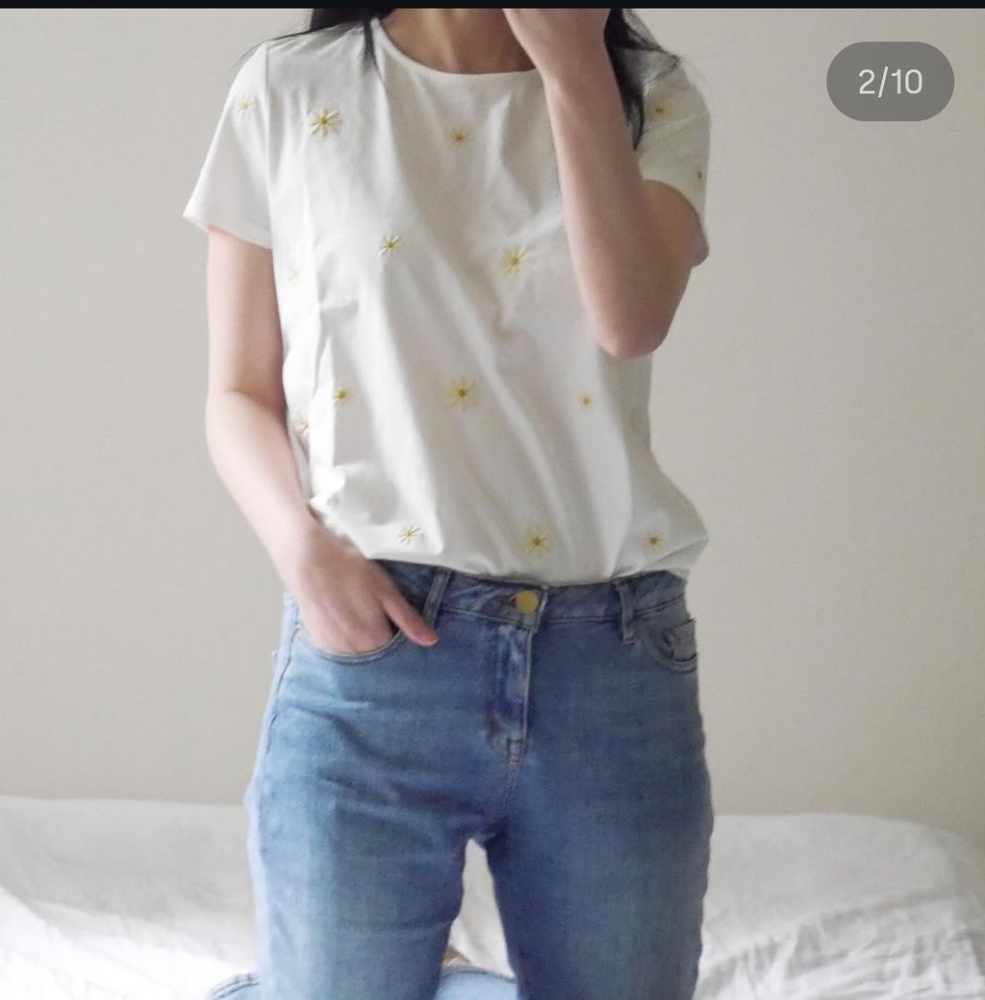 Sezane Evan Daisy Short Sleeved T Shirt Medium - Picture 3 of 7